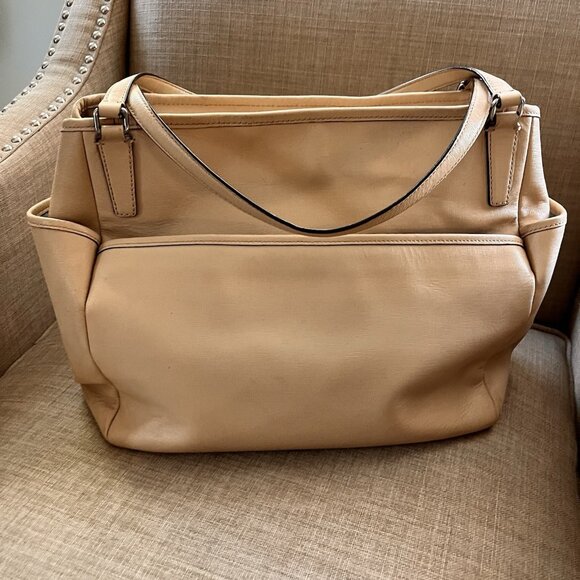 Coach Tan Diaper Baby Bag Tote Purse Pockets Changing Pad NO Shoulder Strap - Picture 2 of 16